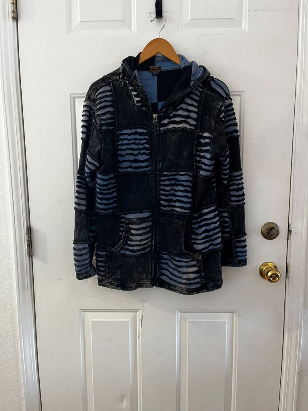 Y2K Rising International Woman's Boho Textured Patchwork Sweatshirt Sz XL